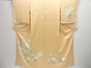 尾長鳥に牡丹模様刺繍訪問着